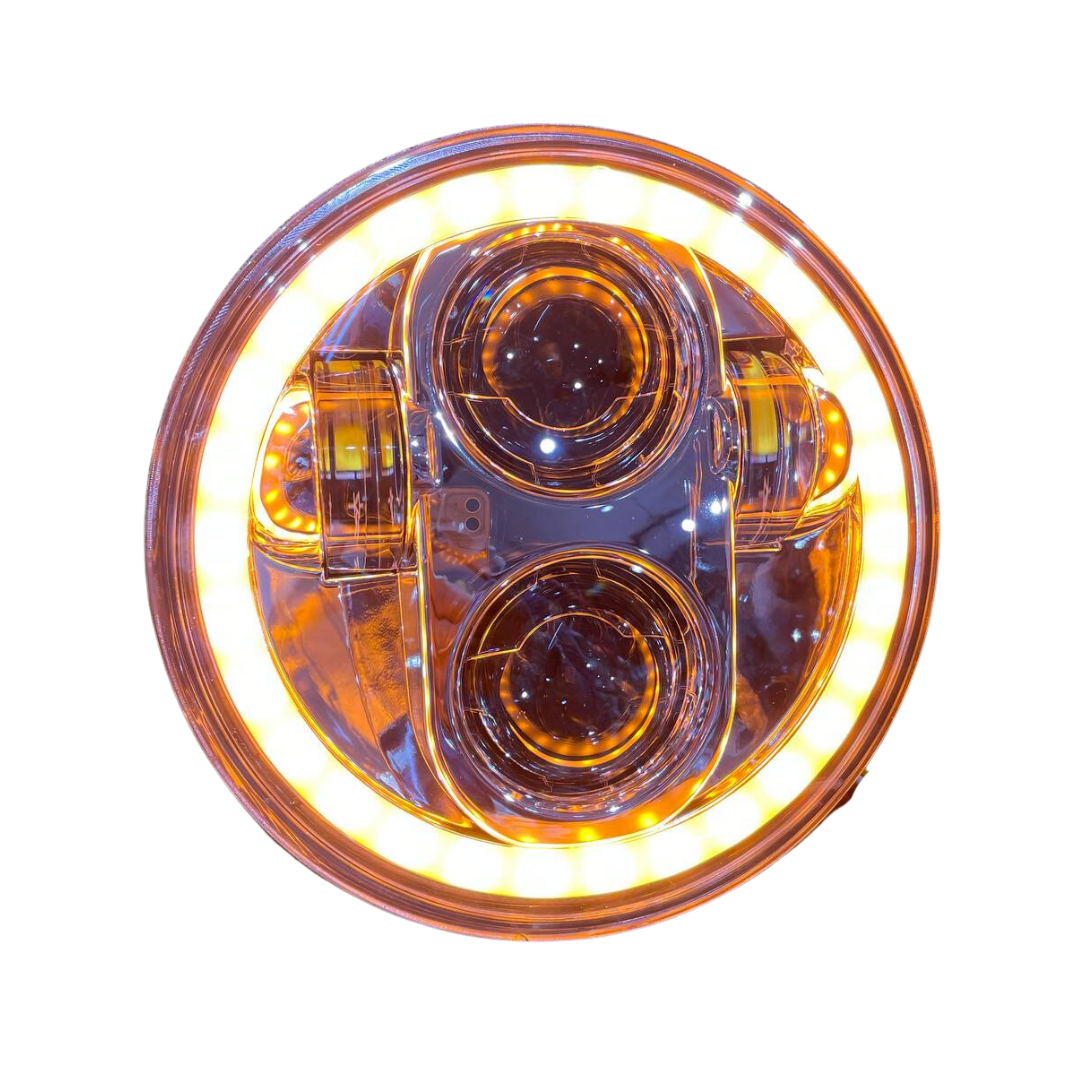110 Watts 4 Projector  Full  DRL Ring Headlight for Jawa 42 Bobber & Yezdi Roadster, Harley Davidson 750 Street, Harley Davidson 883 & Bajaj Avenger