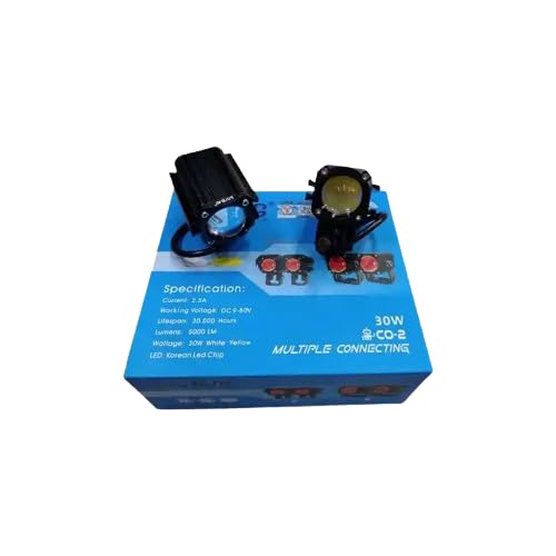 LED Foglight Bar | 30W Fog Lamp with Red Devil Eye | Mini Drive LED Lights for Bike & Car (Pack of 2)