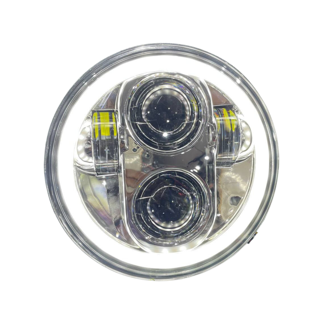 110 Watts 4 Projector  Full  DRL Ring Headlight for Jawa 42 Bobber & Yezdi Roadster, Harley Davidson 750 Street, Harley Davidson 883 & Bajaj Avenger