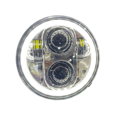 110 Watts 4 Projector  Full  DRL Ring Headlight for Jawa 42 Bobber & Yezdi Roadster, Harley Davidson 750 Street, Harley Davidson 883 & Bajaj Avenger