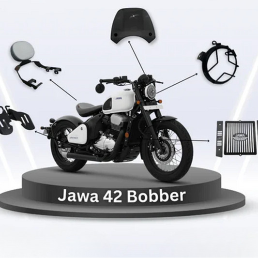 Jawa 42 Bobber Footrest, Visor, Backrest, Radiator & Headlight Grill Tourer Combo