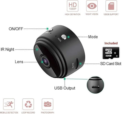 SmartEye Mini Wireless WiFi Security Camera - HD 1080p, Low Light Vision, Portable & Magnetic
