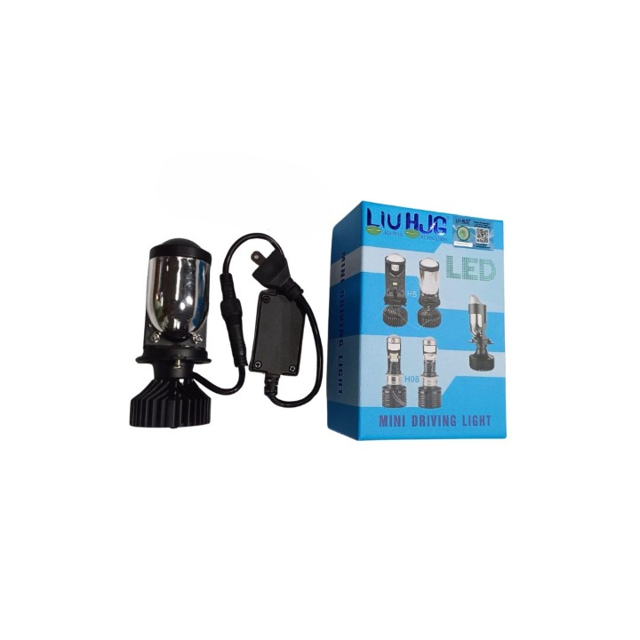 HJG Projector Lens H4 LED Bulb 50W HJG Y6 Projector Light Lamp H4 LED Mini Projector Lens with Fan for Bike Bulb 7000LM Conversion Kit Hi/Lo Beam Headlight 12V/24V for Motorcycle, Set of 1, White