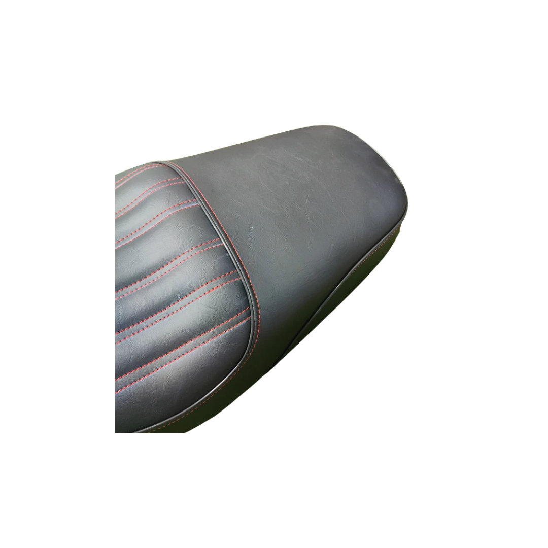 Straight Line Seat with Red Thread for Jawa 42, Jawa 42 2.1, & Jawa Classic 300