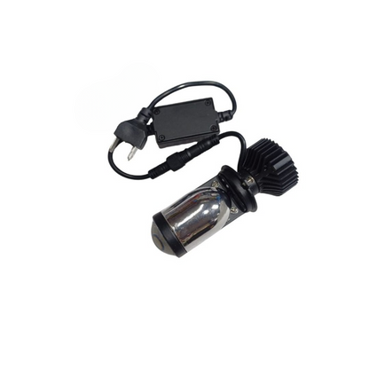 HJG Projector Lens H4 LED Bulb 50W HJG Y6 Projector Light Lamp H4 LED Mini Projector Lens with Fan for Bike Bulb 7000LM Conversion Kit Hi/Lo Beam Headlight 12V/24V for Motorcycle, Set of 1, White