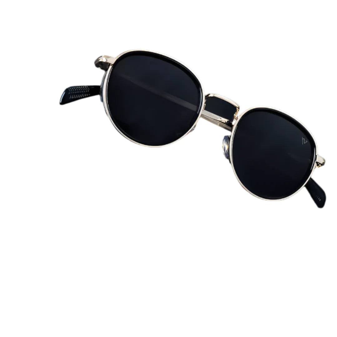 Captain Gold & Black Polarized Round Sunglasses – PMG3981