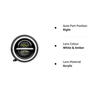 5.75 Inch MINUS Headlight  Full Ring  LED compatible for Avenger All models, RX100, RX135, Jawa 42 Bobber ,Yezdi roadster and Harley-Davidson