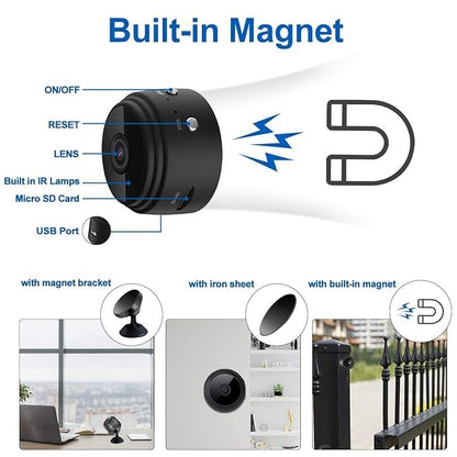 SmartEye Mini Wireless WiFi Security Camera - HD 1080p, Low Light Vision, Portable & Magnetic