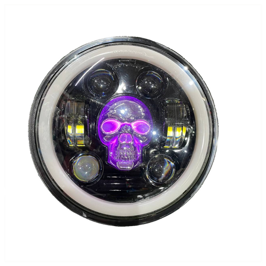 110 Watts Skull/Ghost Headlight for Jawa 42 Bobber ,Yezdi Roadster, Harley Davidson 750 Street, Harley Davidson 883 & Bajaj Avenger   | 6 Months Warranty