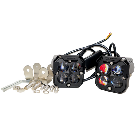 60 Watt HJG Four LED Cree Lens Fog Light – White/Yellow for All Bikes