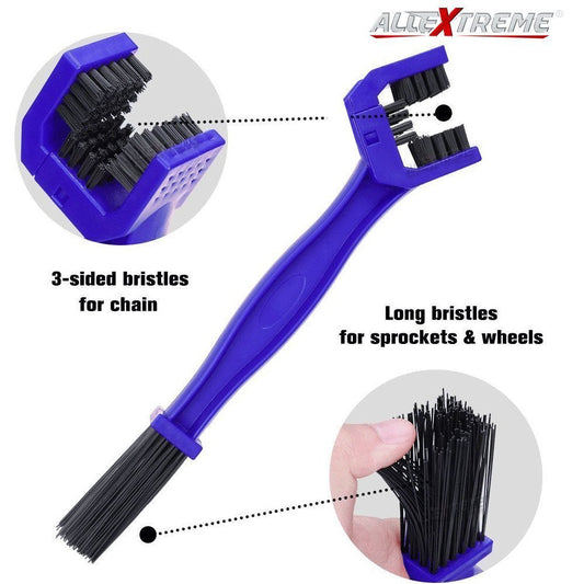 Chain clean Brush | Ideal for Quick Chain Cleaning for Bikes and Bicycles | Dual-Sided Bristles for All Chain Types ABS Plastic | Abrasion Resistant Nylon Bristles