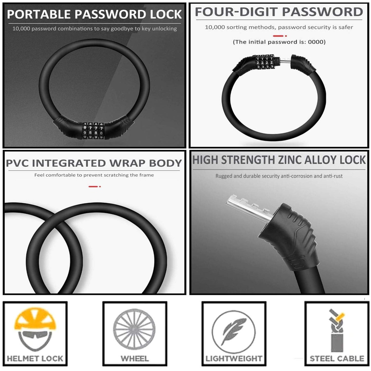 Motorcycle Bike Lock with Combination Number - Security Lock