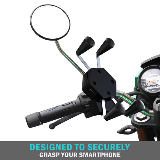 Universal Spider Mobile Phone Holder for Motorcycles with USB Charging