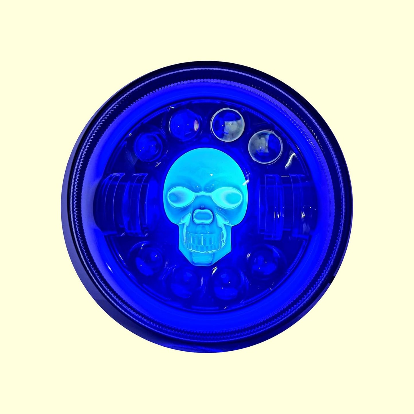 7" Inch LED Skull Headlight DRL Ring Bullet Thar Light (Multicolored Bhoot/Ghost Light, 1pcs)