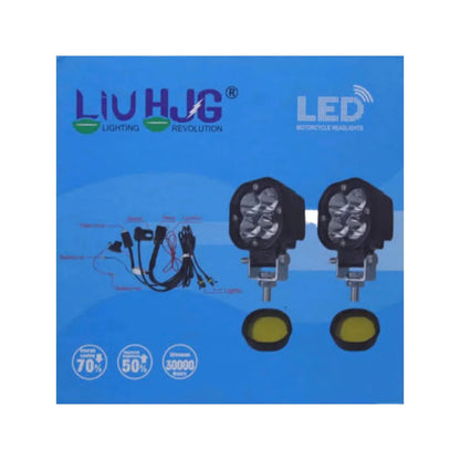 LIU HJG Mini 4 LED Fog Light with Harness (80 Watts) | Compact, Powerful Fog Lights for Bikes (Pack of 2)