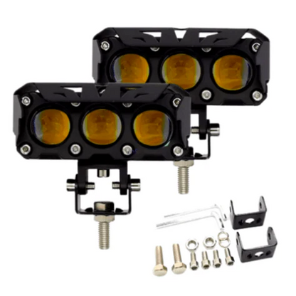 3-Projector 80W LED Fog Lights – Universal for Motorcycles – Pair