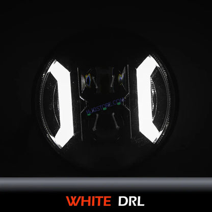 HJG 7 Inch Hexagon White LED Headlight New Model Hexagon Headlight Assembly for Thar Royal Enfield | 75-120W CREE/Osram LED Chip Multi color Compatible with Royal Enfield, Jeep, Thar, Gypsy