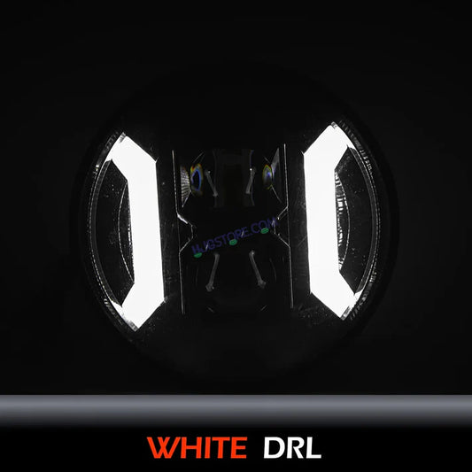 HJG 7 Inch Hexagon White LED Headlight New Model Hexagon Headlight Assembly for Thar Royal Enfield | 75-120W CREE/Osram LED Chip Multi color Compatible with Royal Enfield, Jeep, Thar, Gypsy