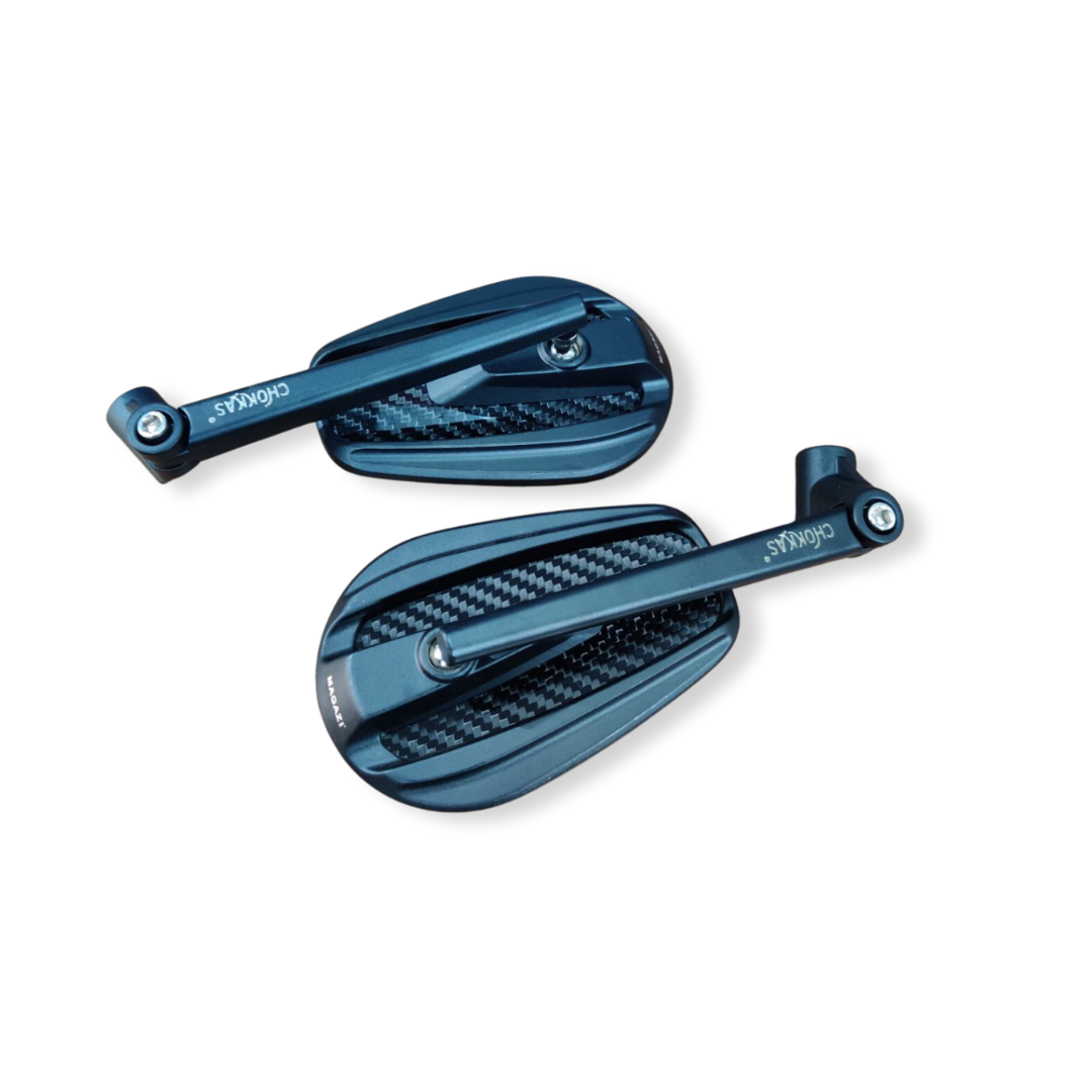 2004-406 Rectangle Black Handle Bike Mirror - Universal Fit