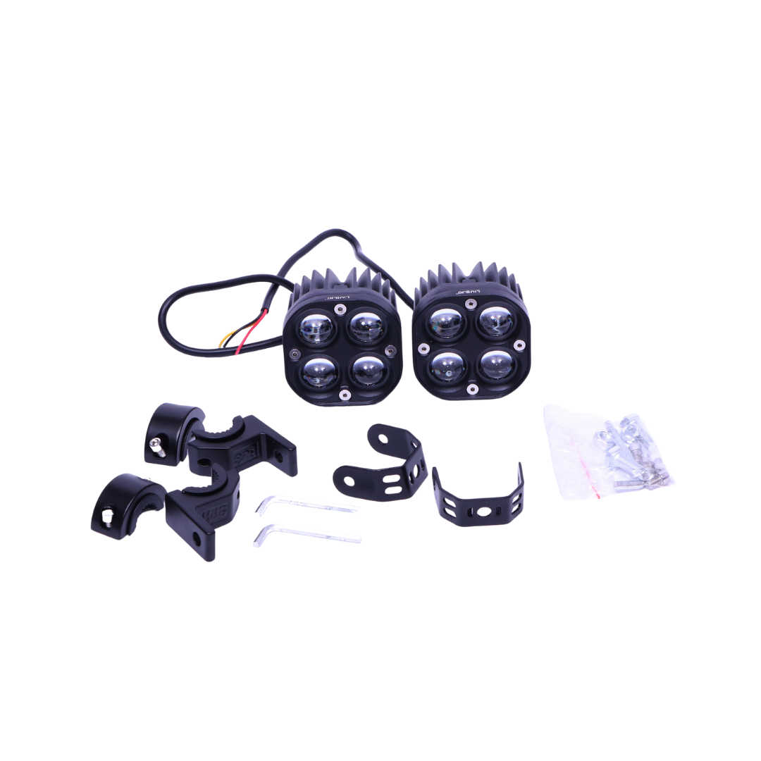 40 Watt  HJG 4by4 lens Fog light/Auxillary light with Clamps for All Motorcycles