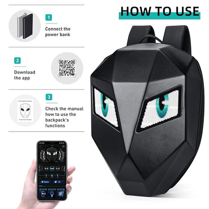 LED Motorcycle Backpack with Programmable Screen – Waterproof & Laptop Friendly