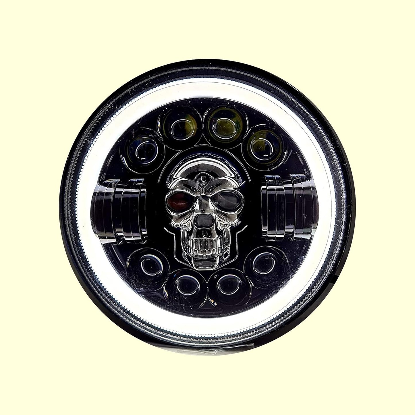 7" Inch LED Skull Headlight DRL Ring Bullet Thar Light (Multicolored Bhoot/Ghost Light, 1pcs)