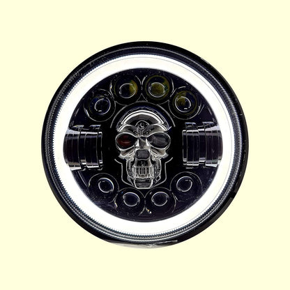 7" Inch LED Skull Headlight DRL Ring Bullet Thar Light (Multicolored Bhoot/Ghost Light, 1pcs)