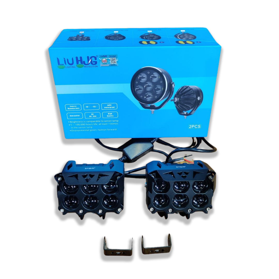 HJG 90W Mega Drive 6-Lens Dual Color Yellow/White LED Fog Lights (Pair)