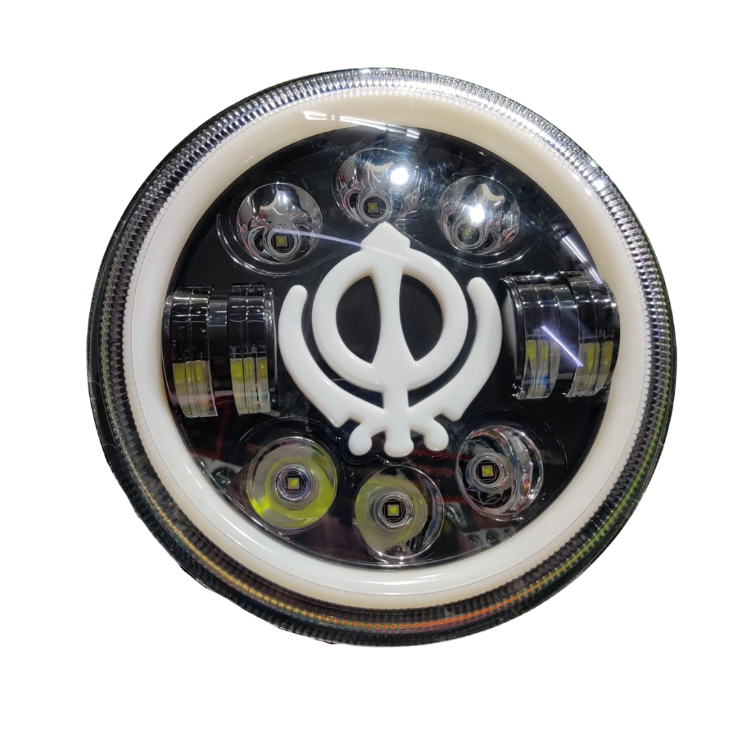 7" Inch Sikh Design/Khanda 90 watt LED Headlight for All ROYAL ENFIELD Models