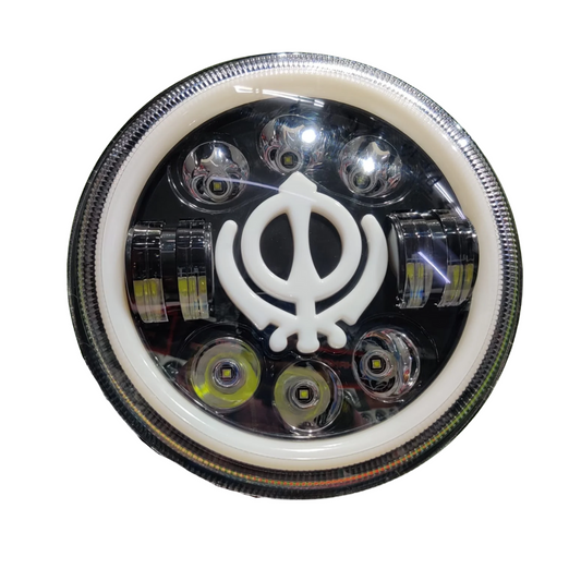 7" Inch Sikh Design/Khanda 90 watt LED Headlight for All ROYAL ENFIELD Models