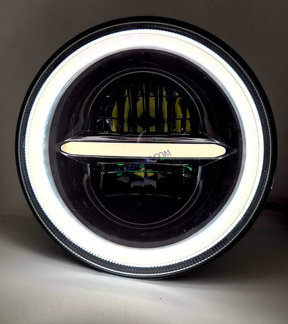 HJG 7 Inch Round Headlight Compatible with Royal Enfield, Jeep & Harley Davidson (Harley Minus Headlight)
