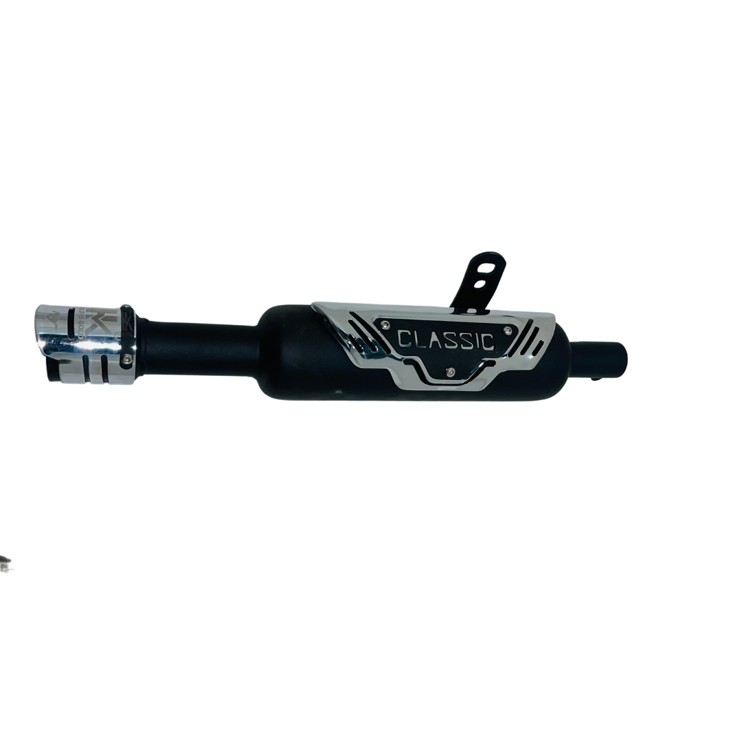 K Indore Chrome Exhaust for All Bikes | Sleek Chrome Finish | High-Performance Exhaust