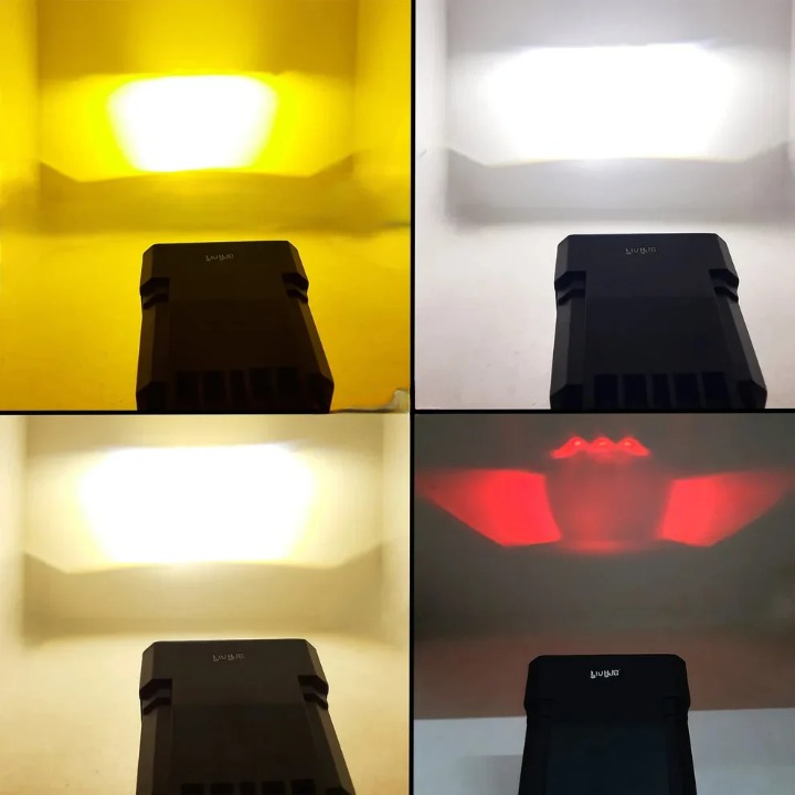 LIU HJG Original 200W Camera Lens Fog LED Square Laser HJG Fog Light with Red Devil Lens 200W Red/White (Low and High Beam) MEGA DRIVE Fog Light For Bike/Car/Thar/Jeep/SUV/Universal ( Cool White ) - Pack of 2