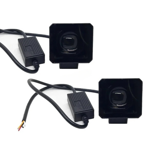 LIU HJG Original 200W Camera Lens Fog LED Square Laser HJG Fog Light with Red Devil Lens 200W Red/White (Low and High Beam) MEGA DRIVE Fog Light For Bike/Car/Thar/Jeep/SUV/Universal ( Cool White ) - Pack of 2