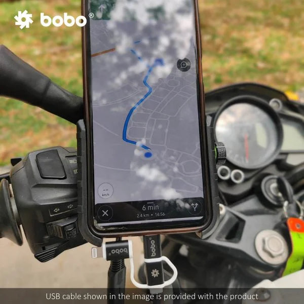 BOBO BM1 PRO Jaw-Grip Bike Phone Mount with USB 3.0 & SAE Connector