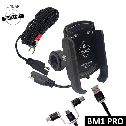 BOBO BM1 PRO Jaw-Grip Bike Phone Mount with USB 3.0 & SAE Connector