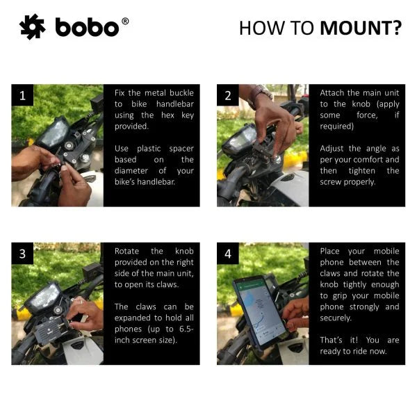 BOBO BM3 Claw-Grip Aluminium Bike & Cycle Phone Holder – Secure Fit