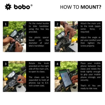 BOBO BM3 Claw-Grip Aluminium Bike & Cycle Phone Holder – Secure Fit