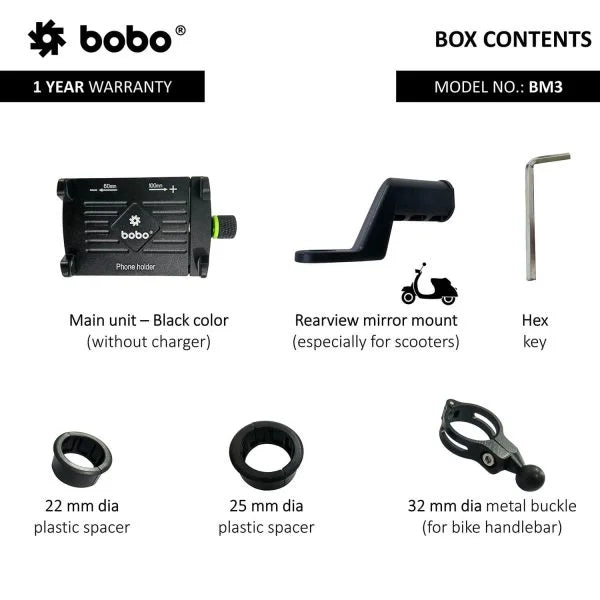 BOBO BM3 Claw-Grip Aluminium Bike & Cycle Phone Holder – Secure Fit