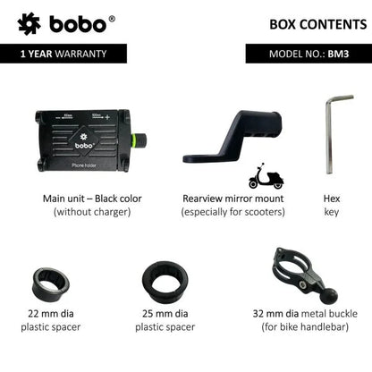 BOBO BM3 Claw-Grip Aluminium Bike & Cycle Phone Holder – Secure Fit
