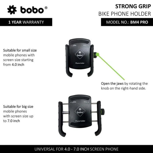 BOBO BM4 PRO Jaw-Grip Bike Phone Mount with Vibration Controller