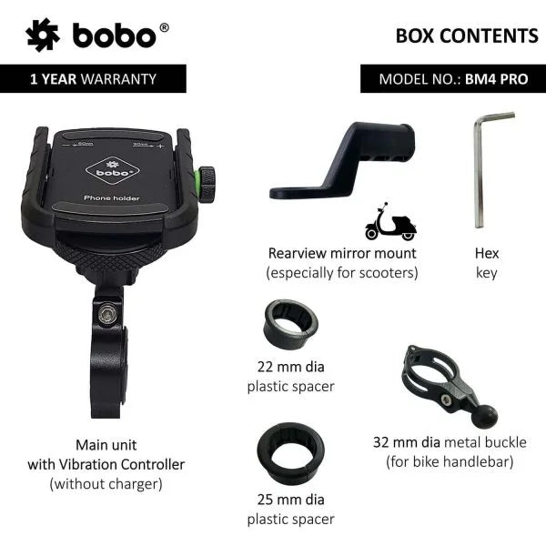 BOBO BM4 PRO Jaw-Grip Bike Phone Mount with Vibration Controller