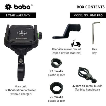 BOBO BM4 PRO Jaw-Grip Bike Phone Mount with Vibration Controller