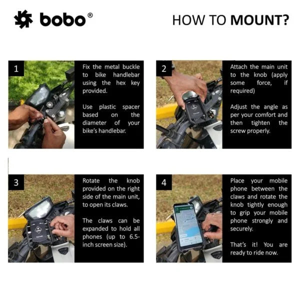 BOBO BM4 PRO Jaw-Grip Bike Phone Mount with Vibration Controller