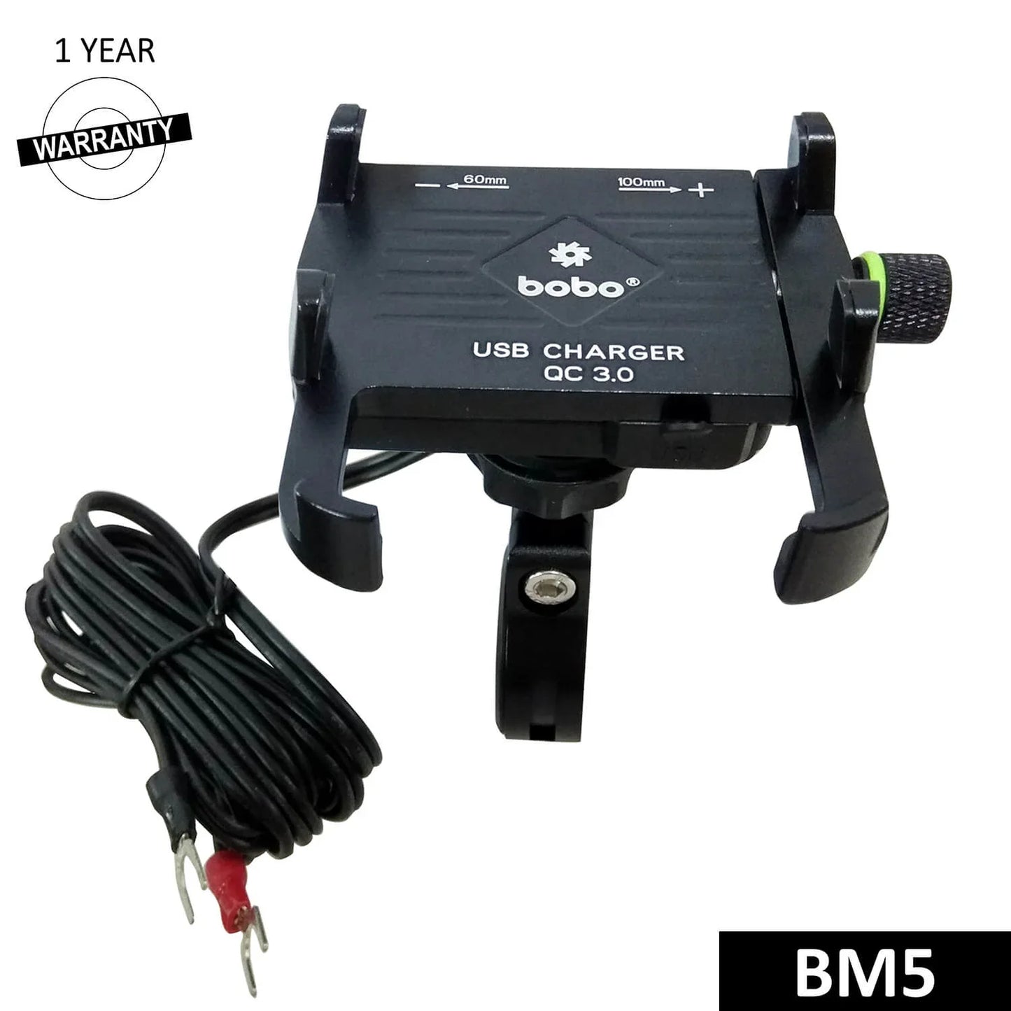 BOBO BM5 Claw-Grip Aluminium Bike Phone Holder with Fast USB 3.0 Charger