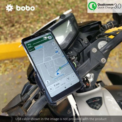 BOBO BM5 Claw-Grip Aluminium Bike Phone Holder with Fast USB 3.0 Charger