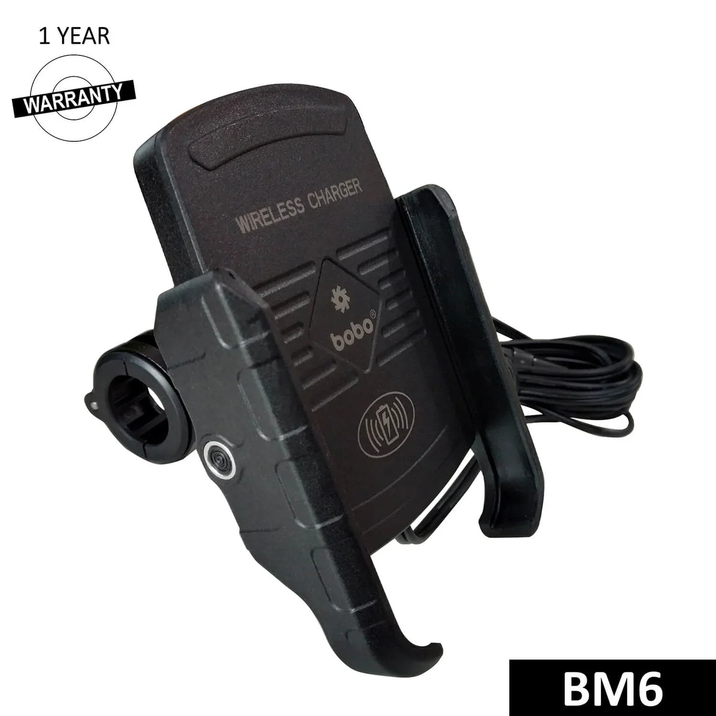 BOBO BM6 Jaw-Grip Bike Phone Holder with Fast 15W Wireless Charger