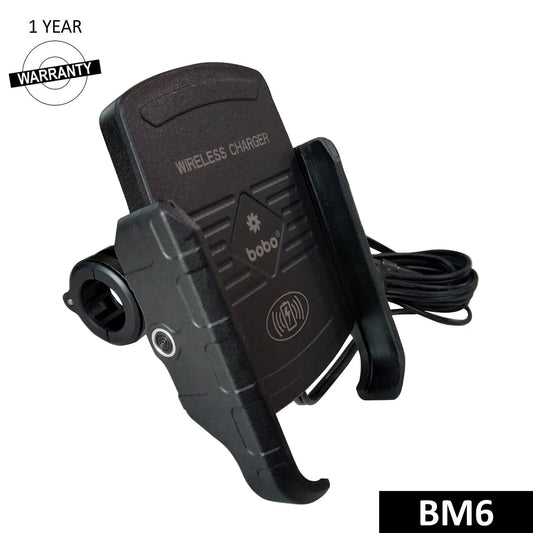BOBO BM6 Jaw-Grip Bike Phone Holder with Fast 15W Wireless Charger
