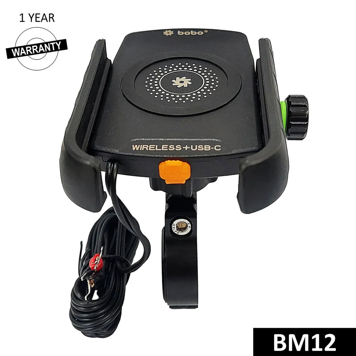 BOBO BM12 Bike Phone Holder with 15W Wireless Charging & USB-C Port