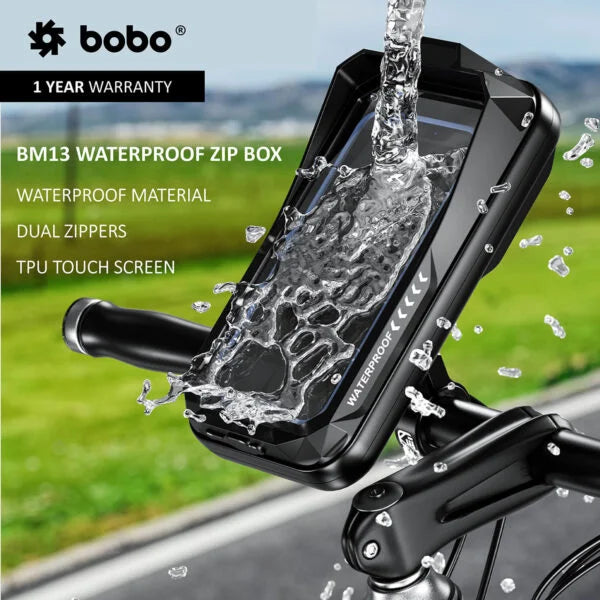 BOBO BM13 Waterproof Zip Box Bike Phone Holder – Secure & Weatherproof